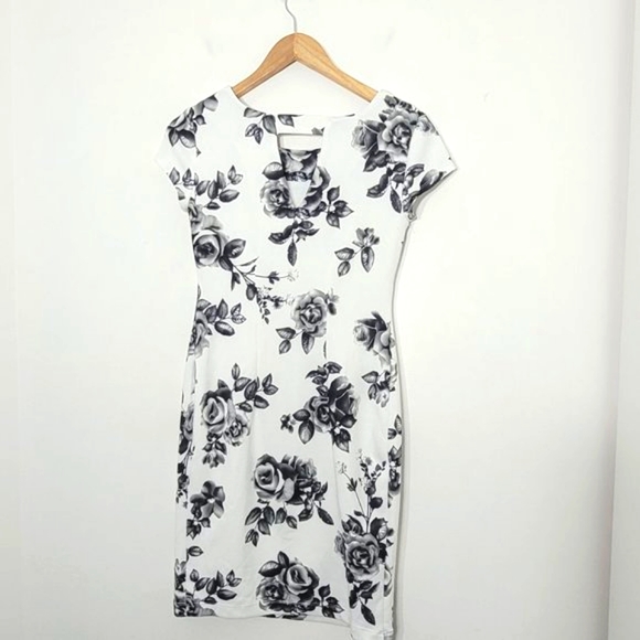 Stork & Babe Rose Floral Sheath Dress Short Sleeve Scoop Maternity Stretch XXS - Picture 5 of 9